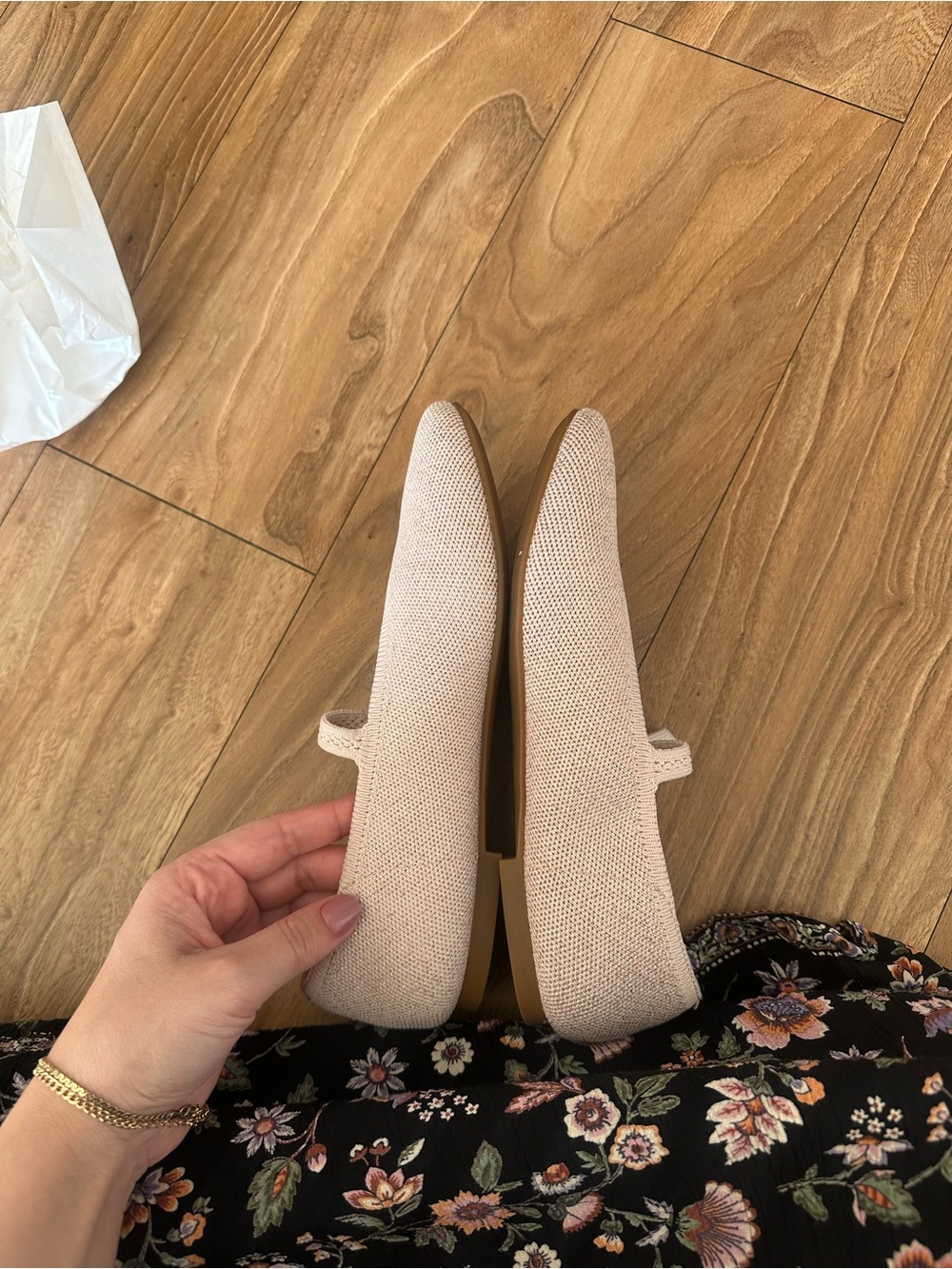 VIVAIA Beige Pink Knit Mary Jane Ballet Flats Women's Size 37 EU 6.5 US - Picture 5 of 13